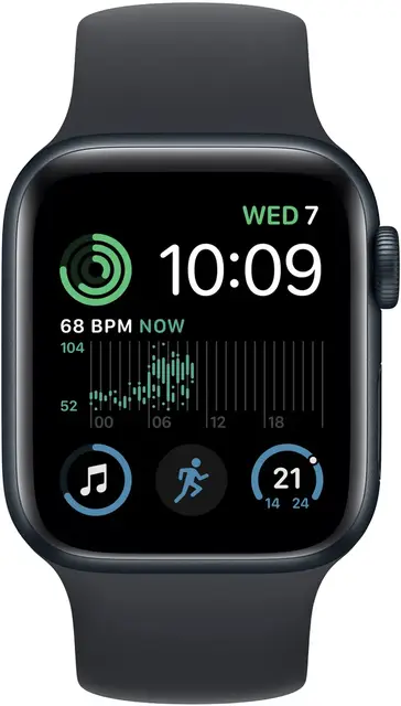 44 mm · Sport Band S/M · Midnight Aluminum